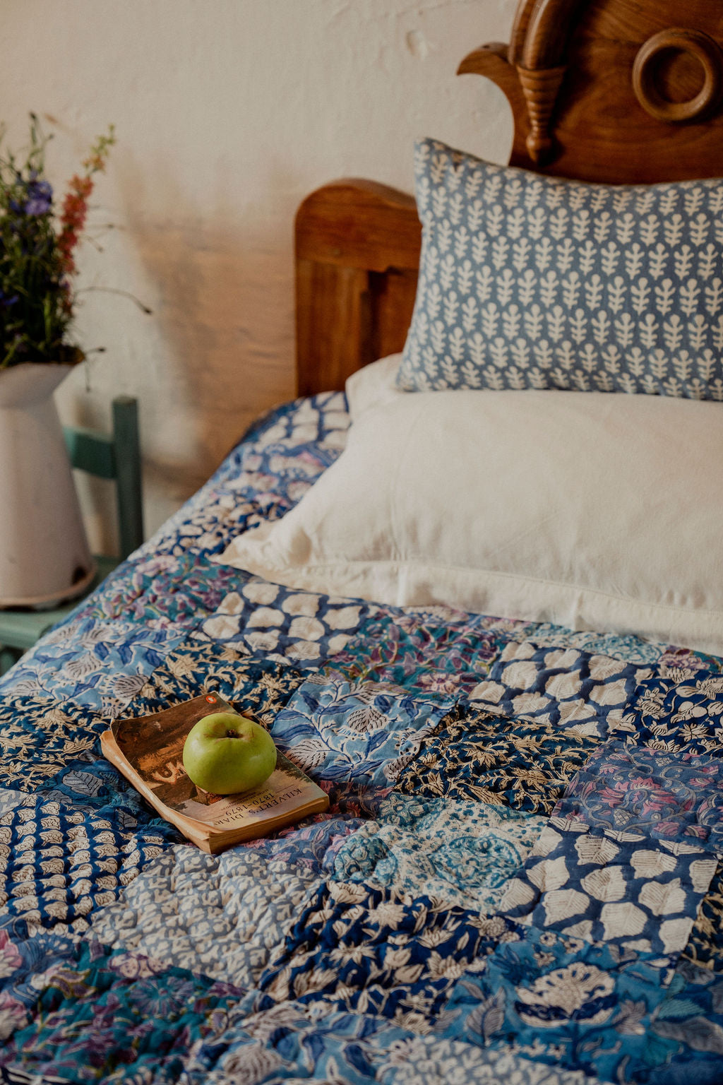 Quilts - Blue Patchwork with Blue Stripe Reverse