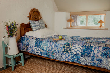 Quilts - Blue Patchwork with Blue Stripe Reverse