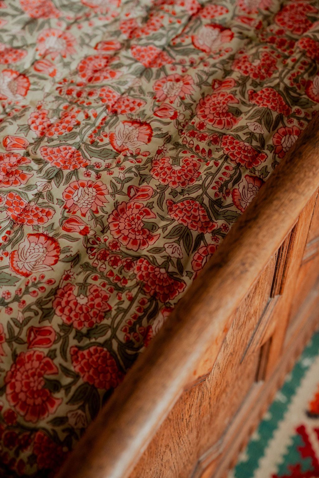 Quilts - Green and Pink Floral with Green Stripe Reverse