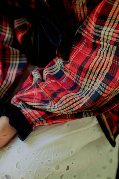Flora Reversible Jacket - Red and Navy Tartan