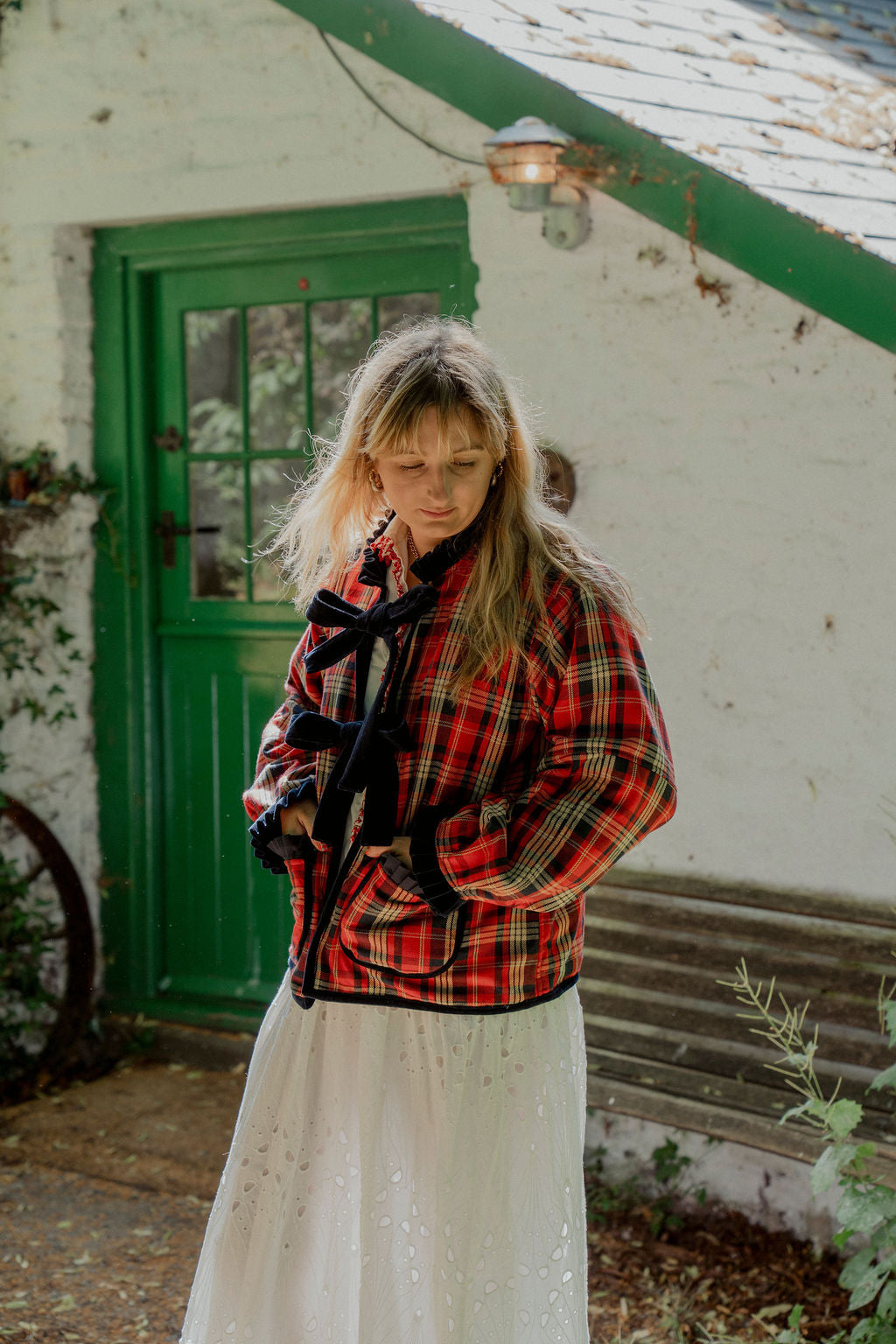 Flora Reversible Jacket - Red and Navy Tartan