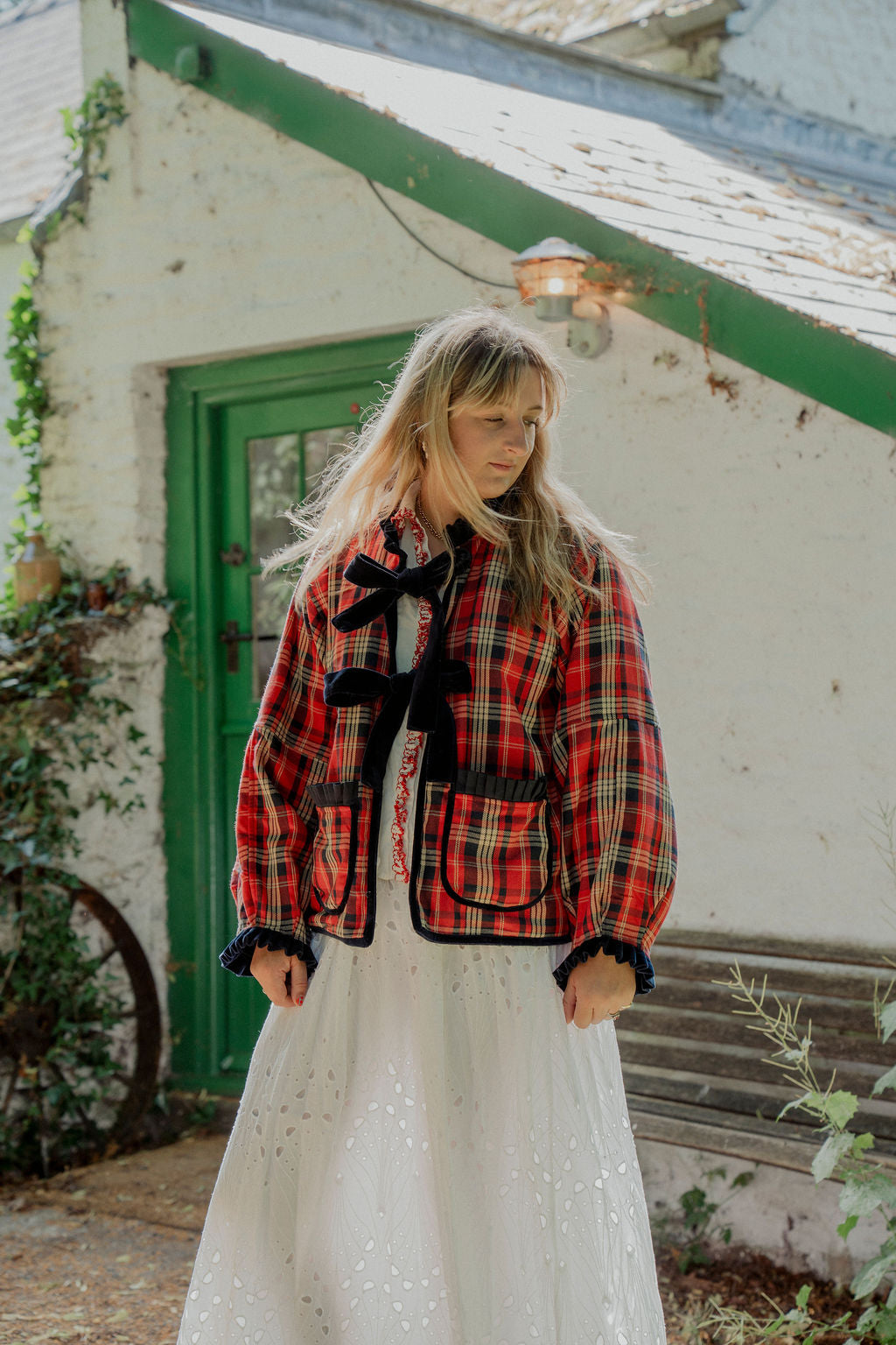 Flora Reversible Jacket - Red and Navy Tartan