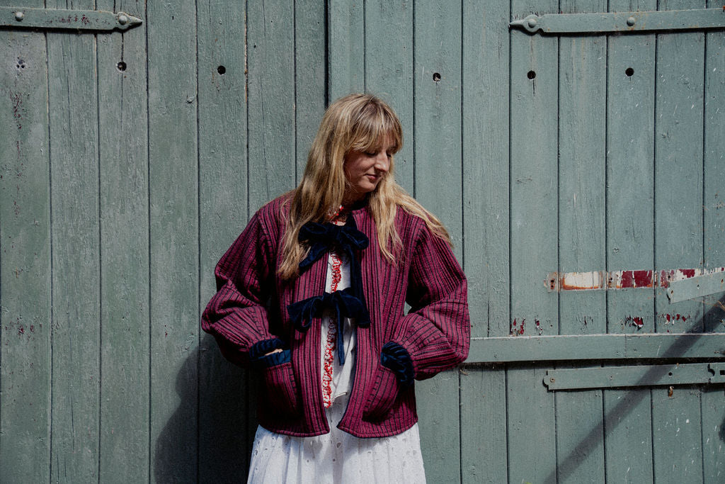 Liv Reversible Jacket -Pink with Jade Stripe