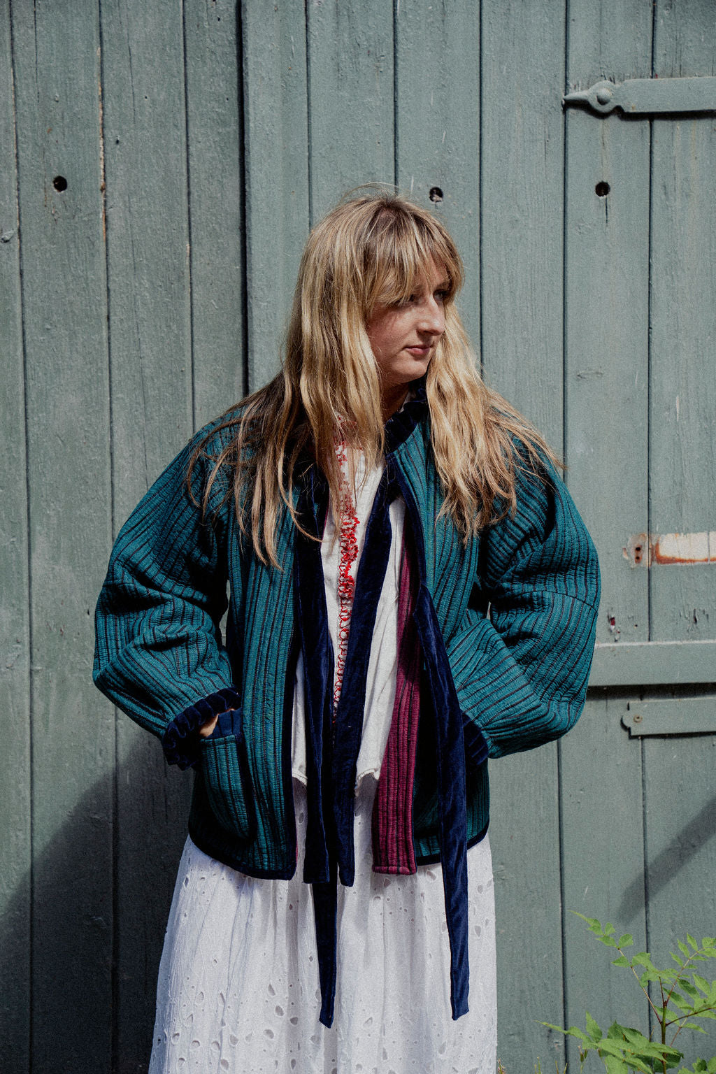 Liv Reversible Jacket -Pink with Jade Stripe