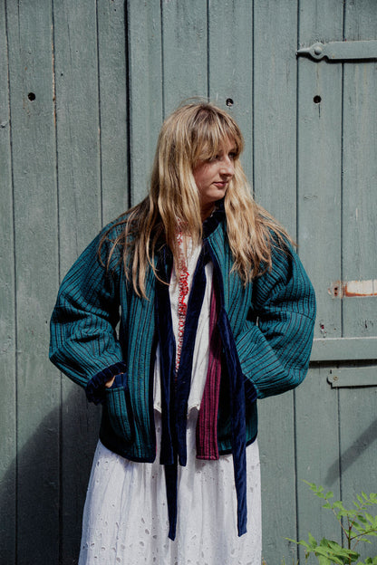 Liv Reversible Jacket -Pink with Jade Stripe