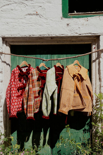 Skye Sailor Collar Reversible Jacket - Mustard Gingham