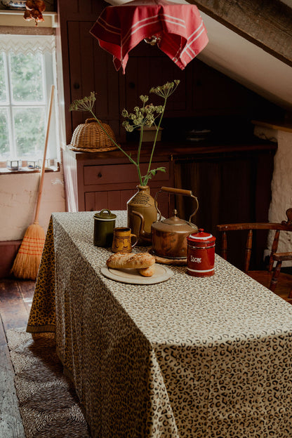 Leopard with Gold Tablecloth