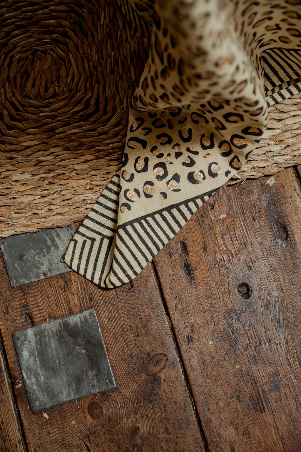 Leopard with Gold Tablecloth