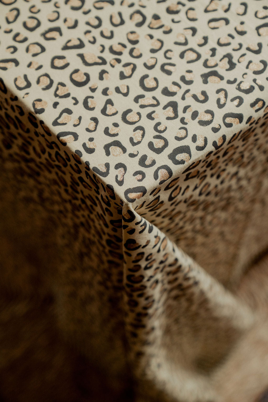 Leopard with Gold Tablecloth