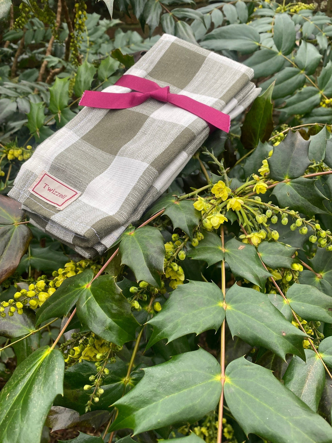 Olive Gingham Napkin x 4