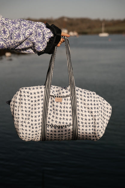 Indian Block Print Weekend Bag - Blue Star