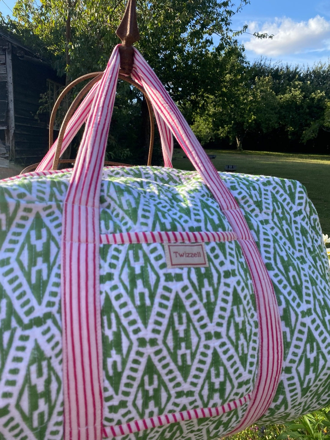 Indian Block Print Weekend Bag - Green