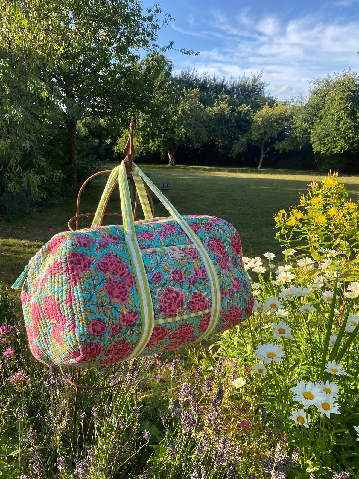 Indian Block Print Weekend Bag - Rose