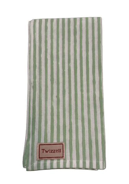 Sage and White Pinstripe Napkin x 4