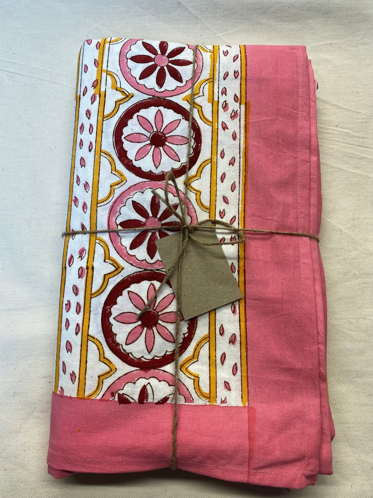 Sicilian Tablecloth - Pink, Red and Yolk