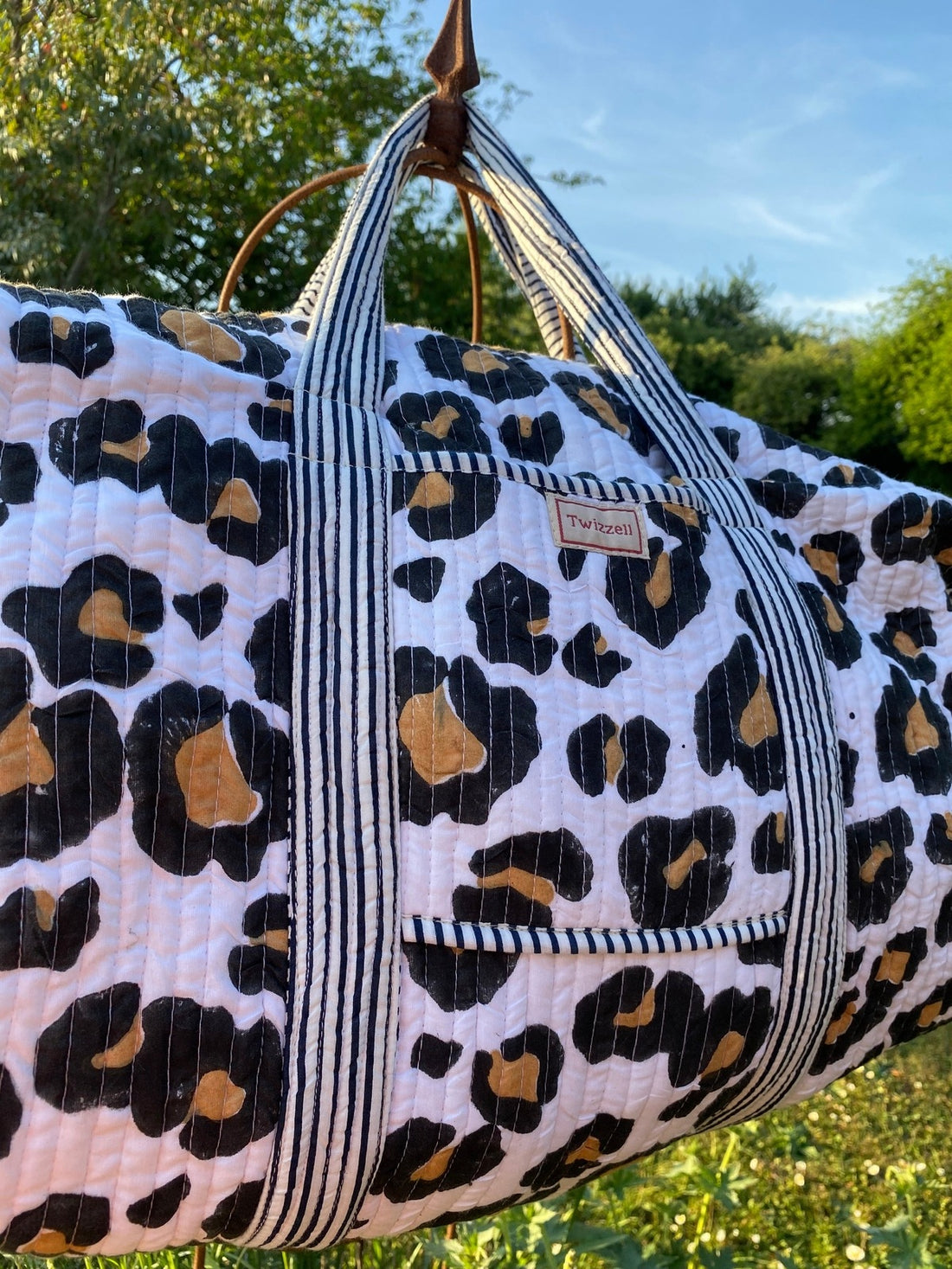 Indian Block Print Weekend Bag - Leopard