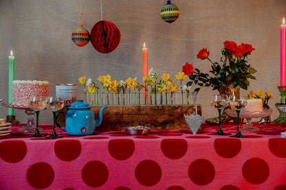 Pink with Red Spot Tablecloth