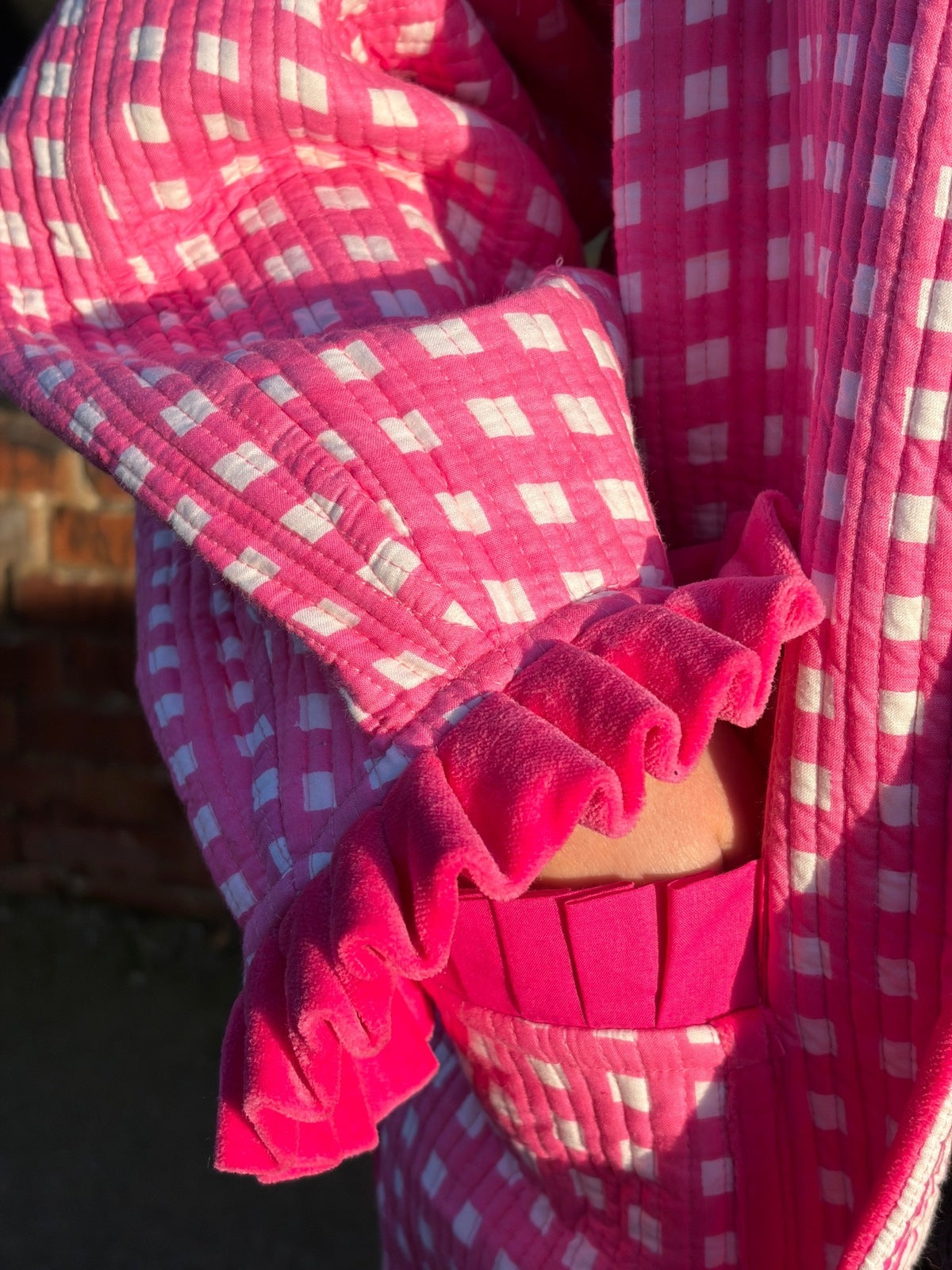 Sailor Collar Reversible Jacket - Pink Gingham