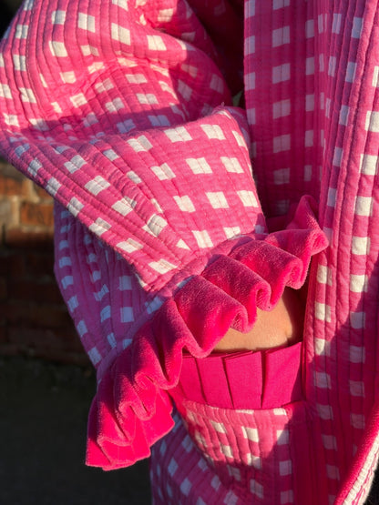 Skye Sailor Collar Reversible Jacket - Pink Gingham