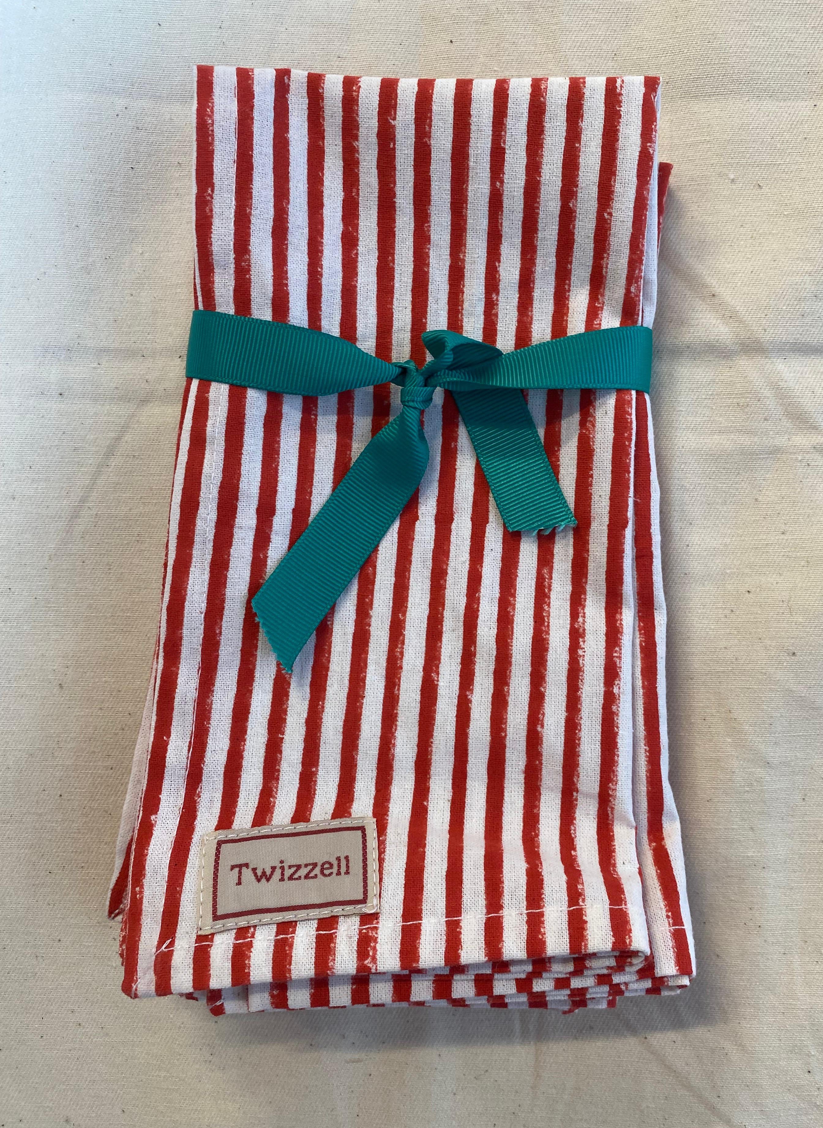 Red and White Pinstripe Napkin x 4