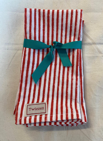 Red and White Pinstripe Napkin x 4