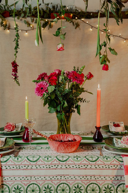 Sicilian Tablecloth - Pink and Green