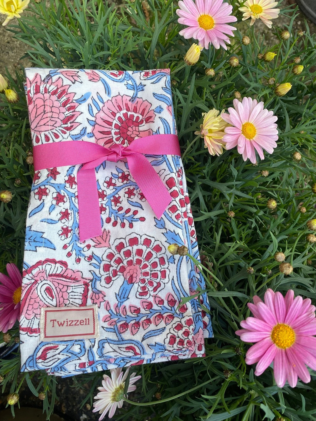 Indian Block Print Napkins Set of 4 - White Pastels