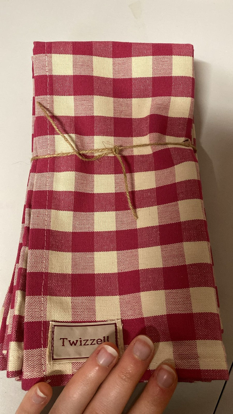 SECONDS Cotton Pink and Cream Gingham Napkin x 4