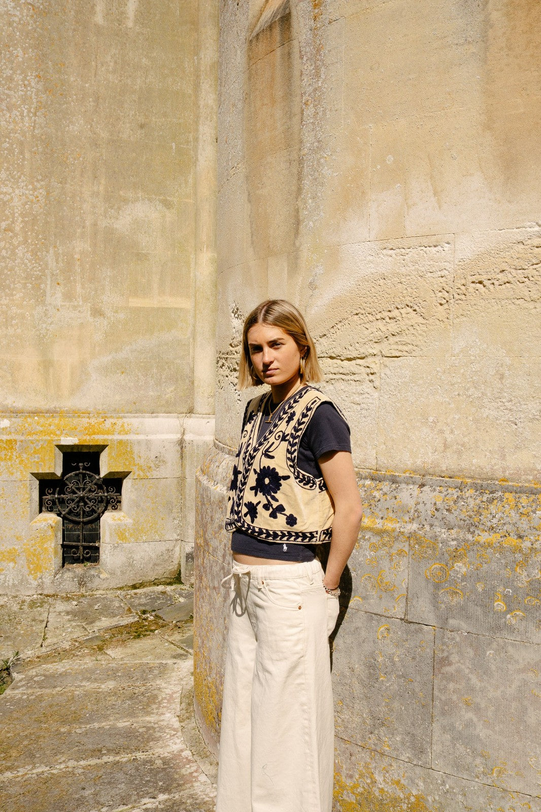 Reversible Cropped Waistcoat - Beige