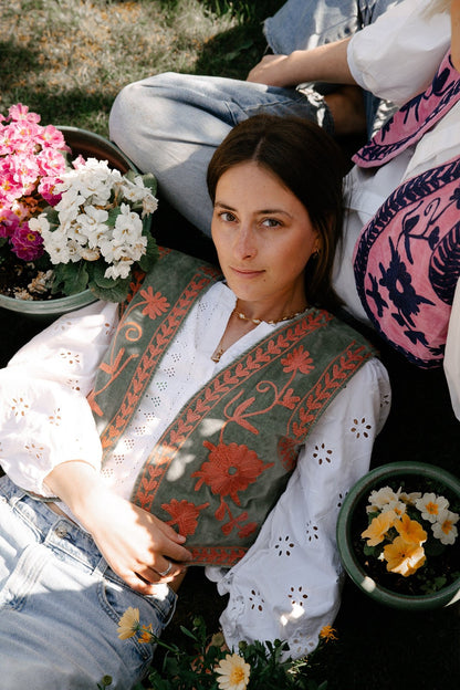 Reversible Cropped Waistcoat - Pale Pink