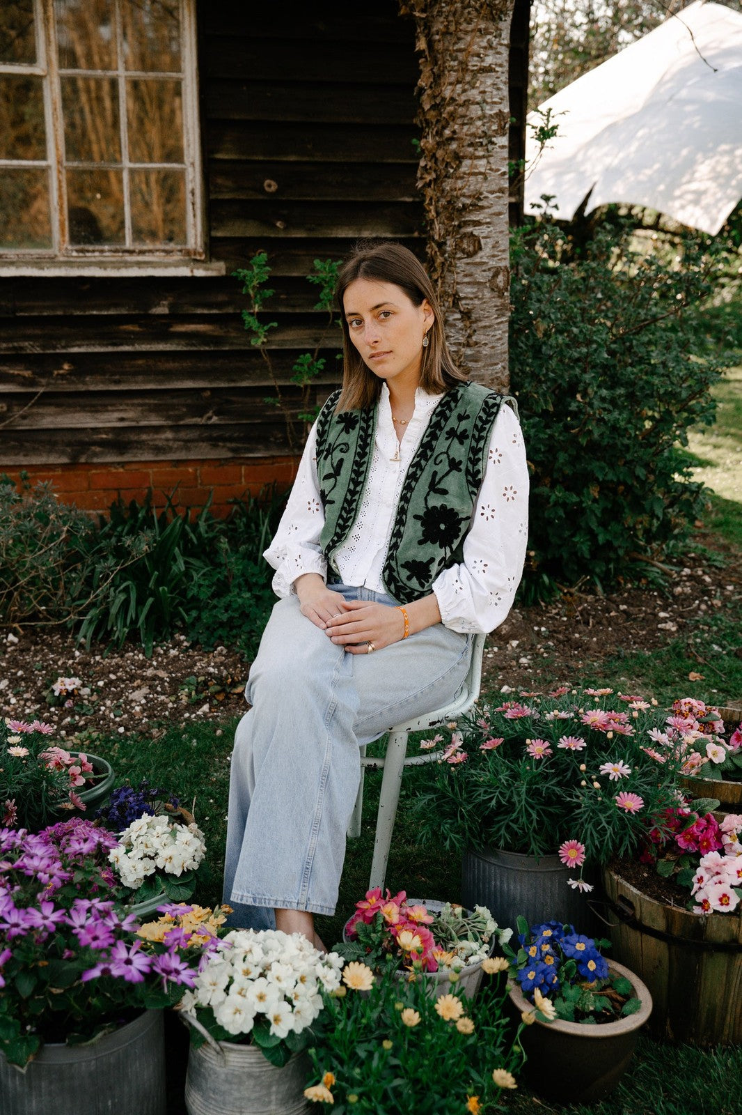 Reversible Cropped Waistcoat - Green