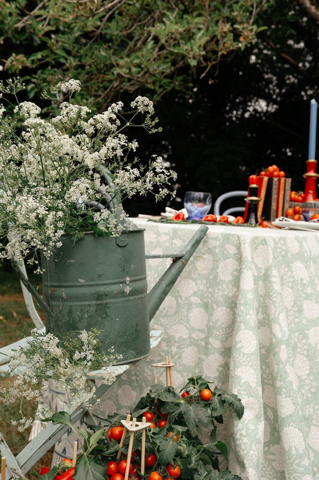 Indian Block Print Tablecloth - Pistachio