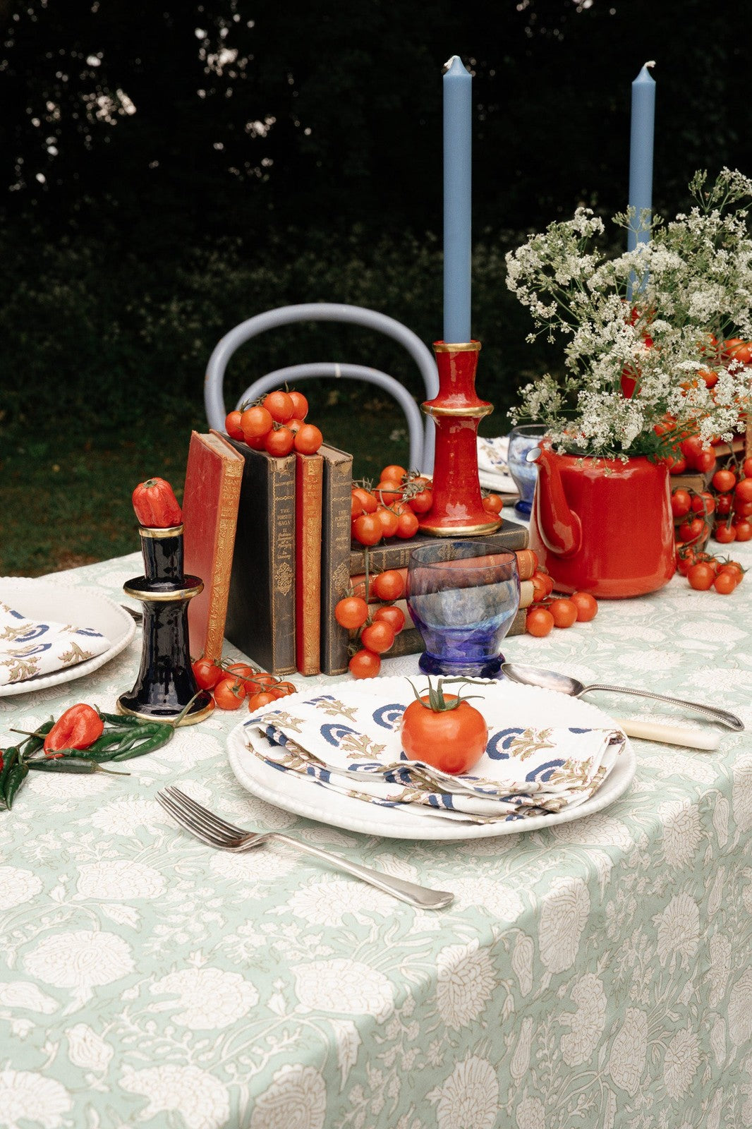 Indian Block Print Tablecloth - Pistachio