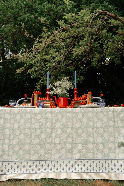 Indian Block Print Tablecloth - Pistachio