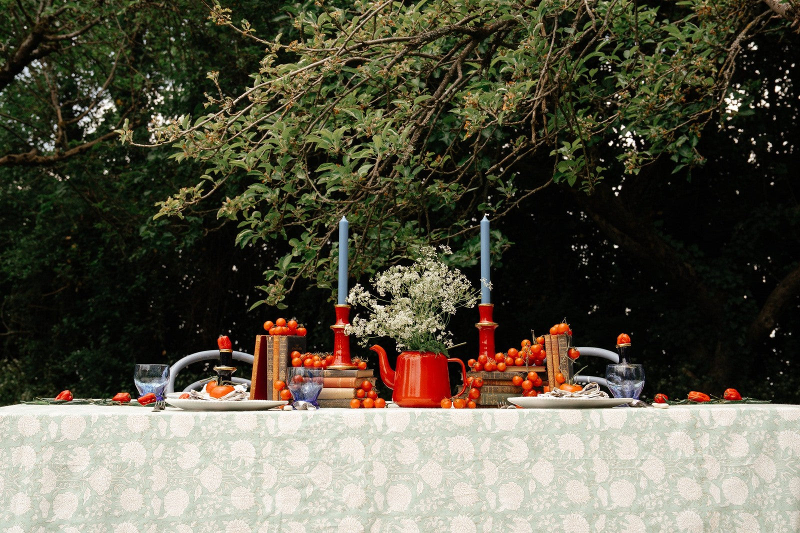Indian Block Print Tablecloth - Pistachio