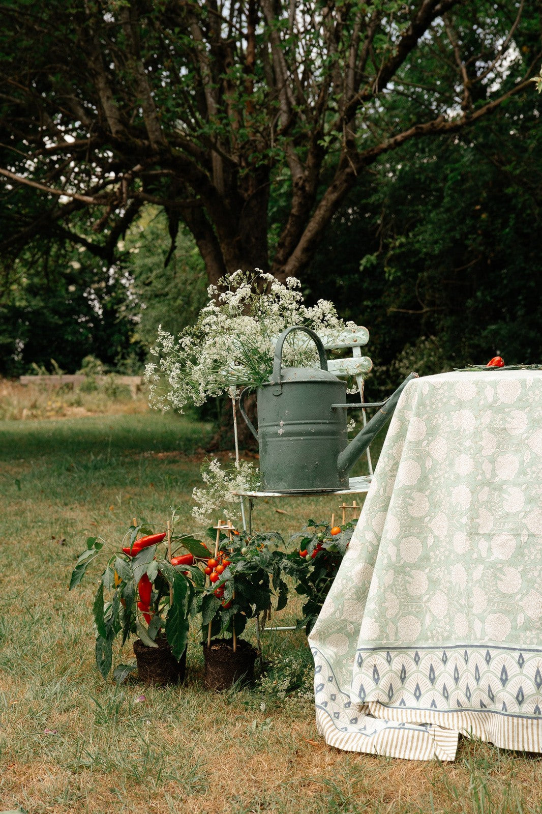 Indian Block Print Tablecloth - Pistachio