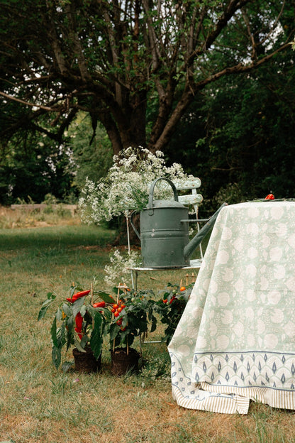 Indian Block Print Tablecloth - Pistachio