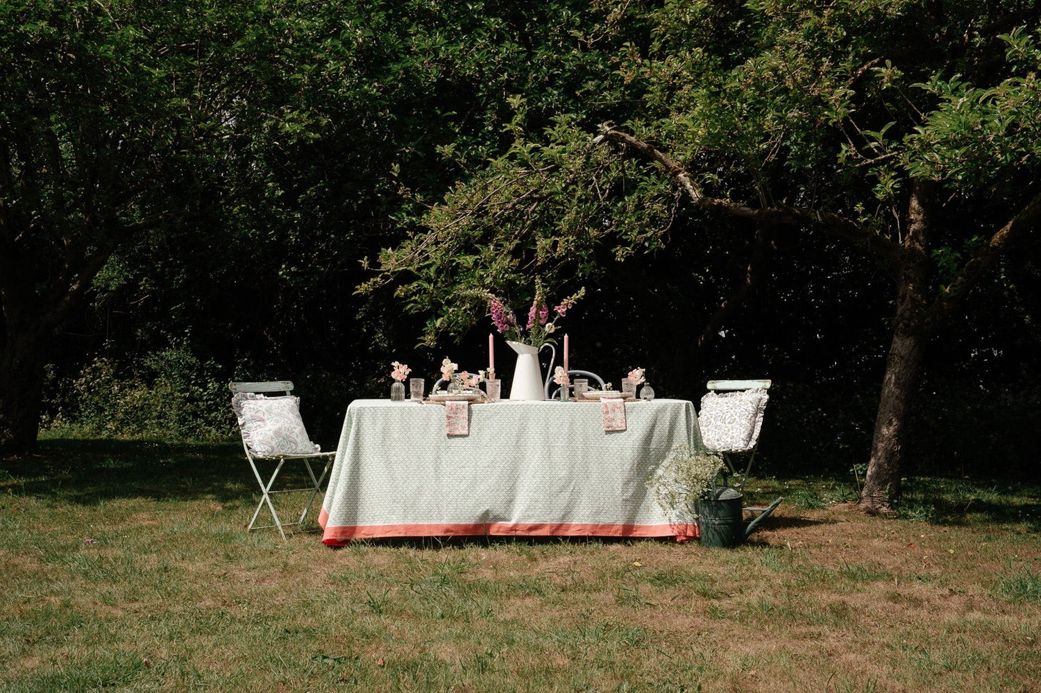 Sage and Pink Tablecloth
