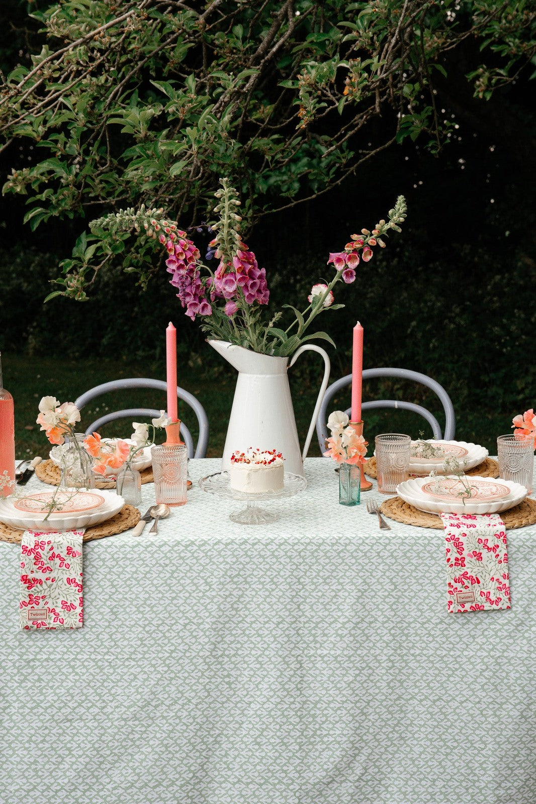 Sage and Pink Tablecloth