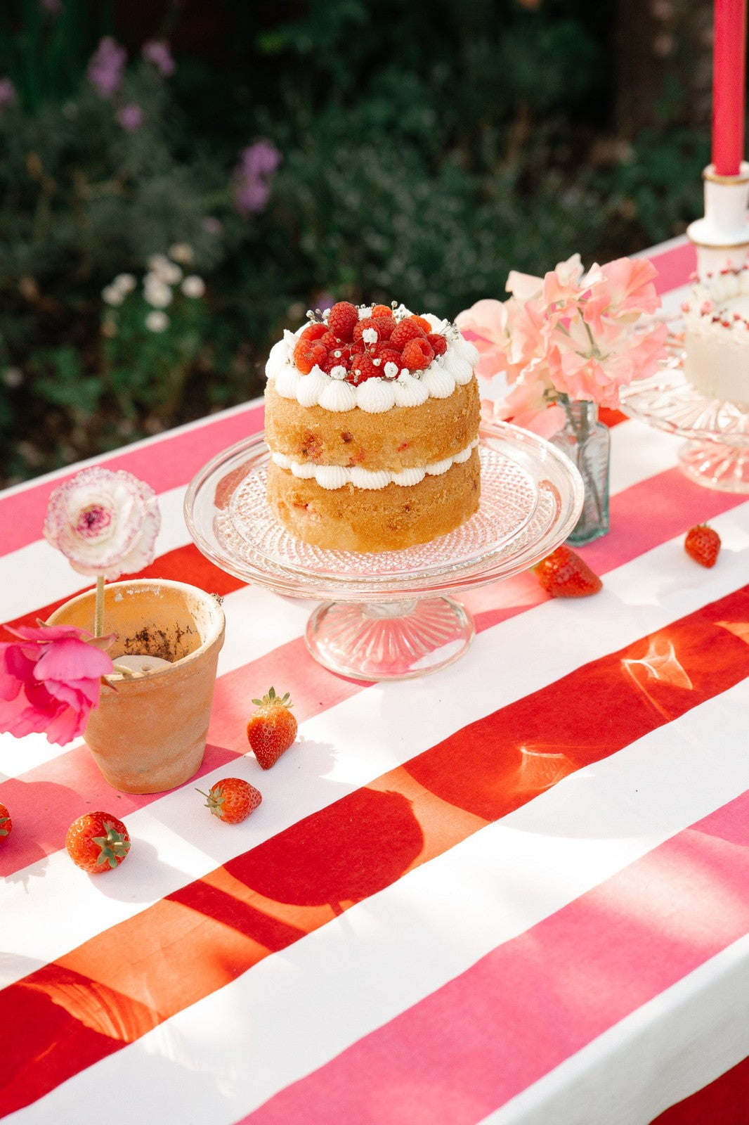 Red, Pink and White Stripe Tablecloth