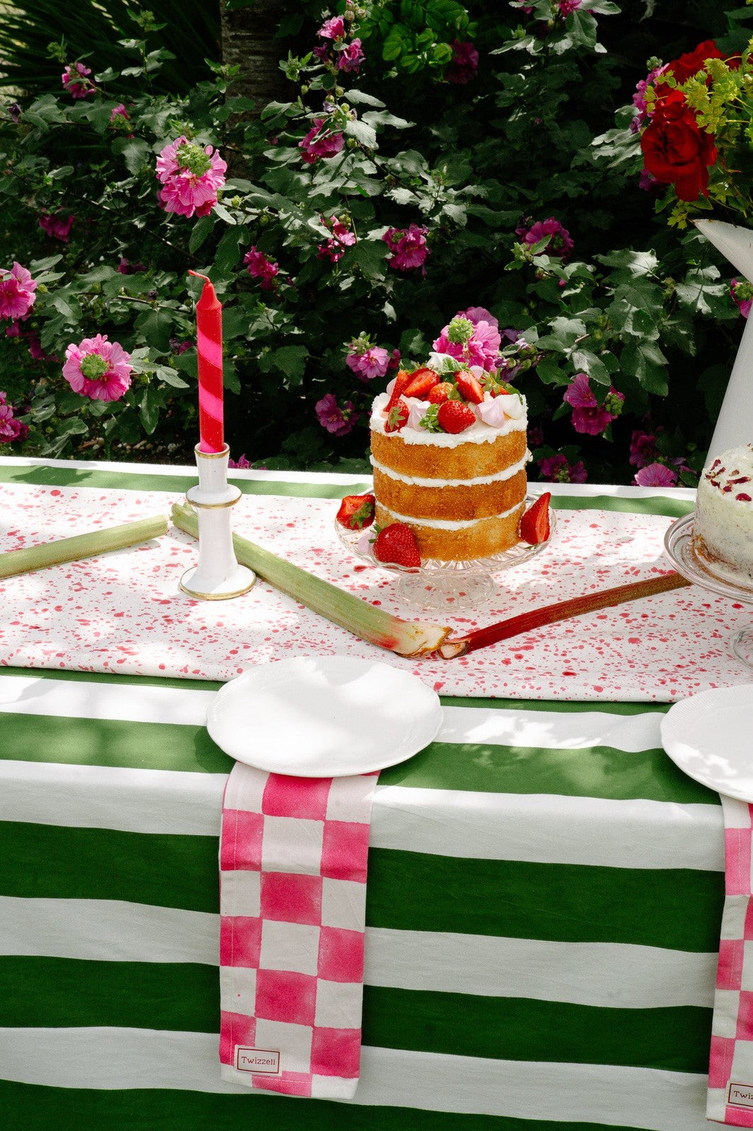 SECONDS Pink &amp; White Checkerboard Napkin x 4