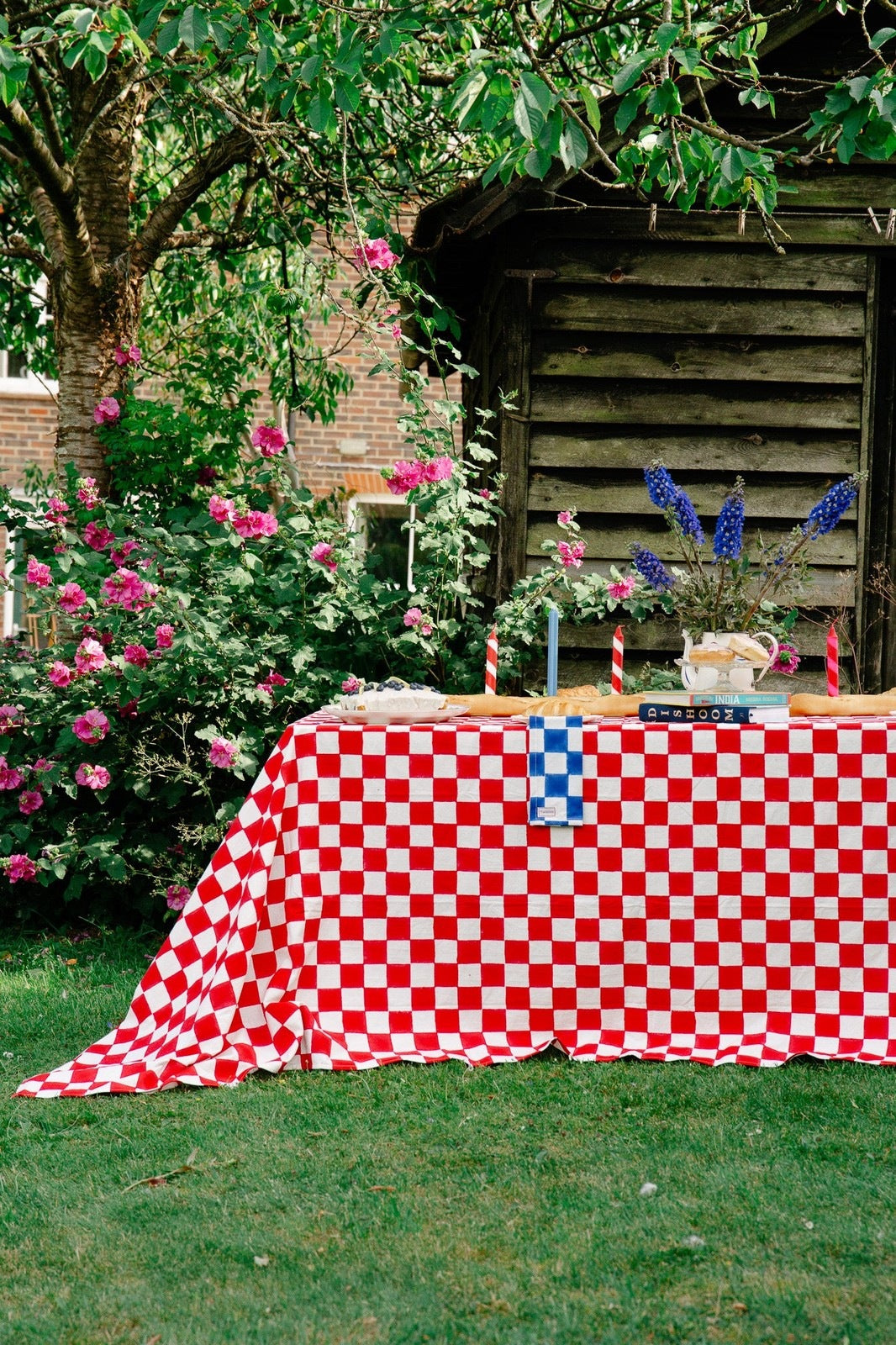 Red and White Checkerboard Tablecloth