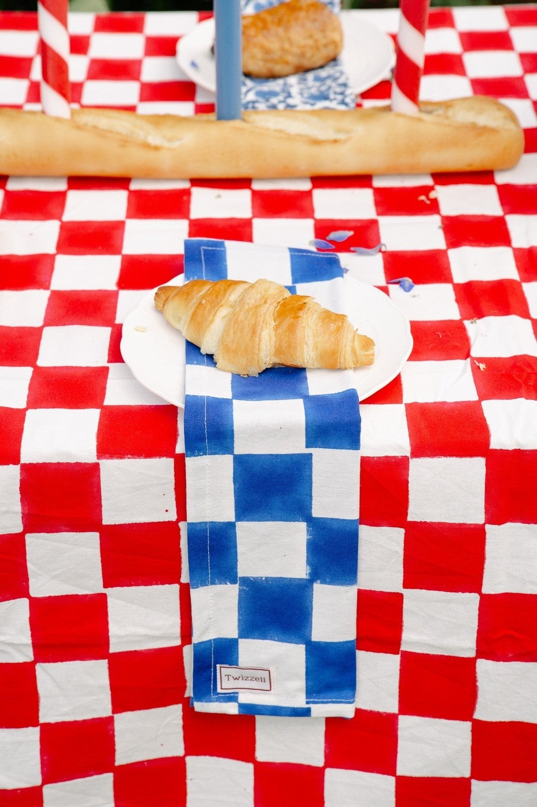 Blue and White Checkerboard Napkins X 4