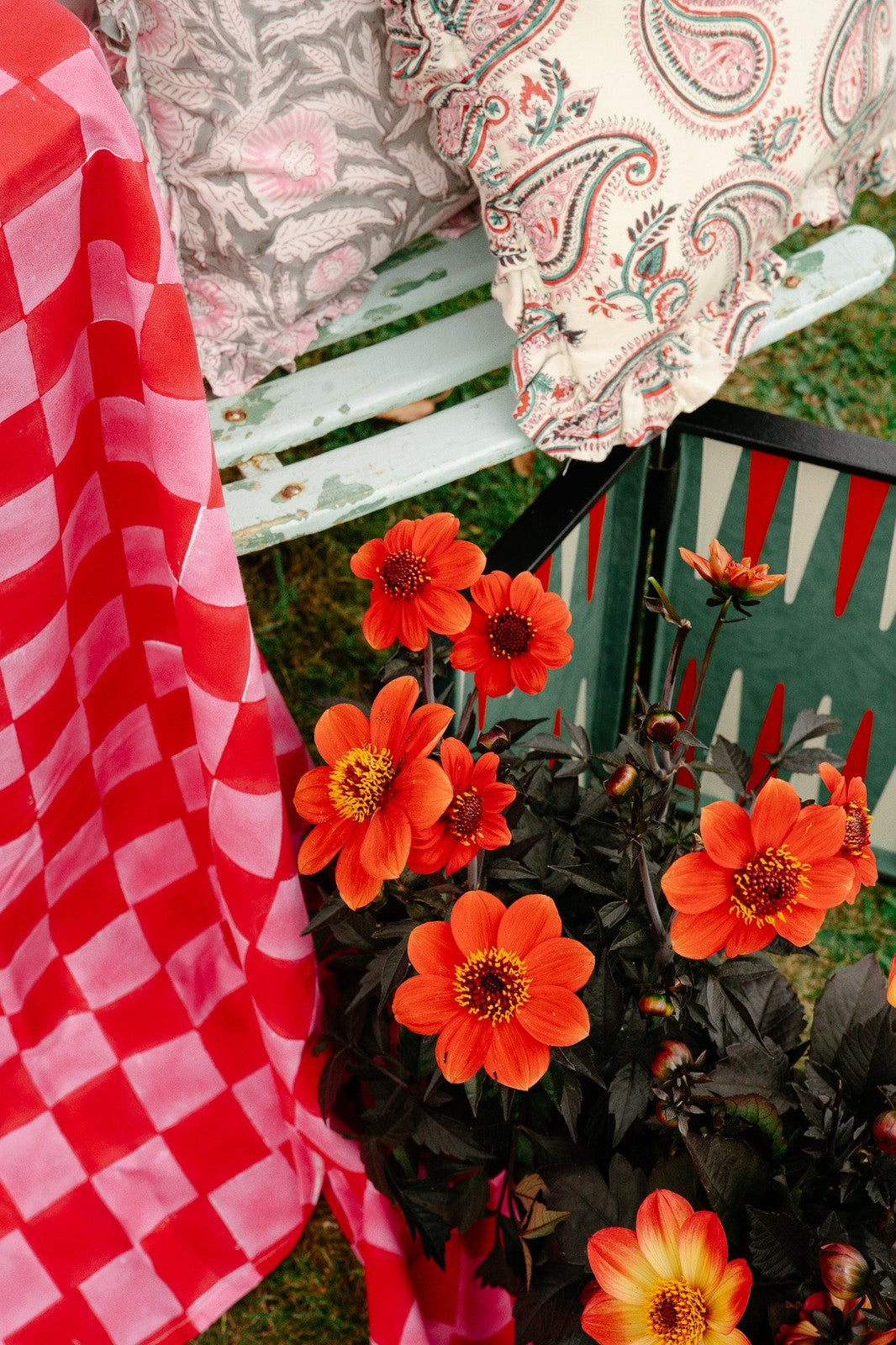 Pink and Red Checkerboard Tablecloth