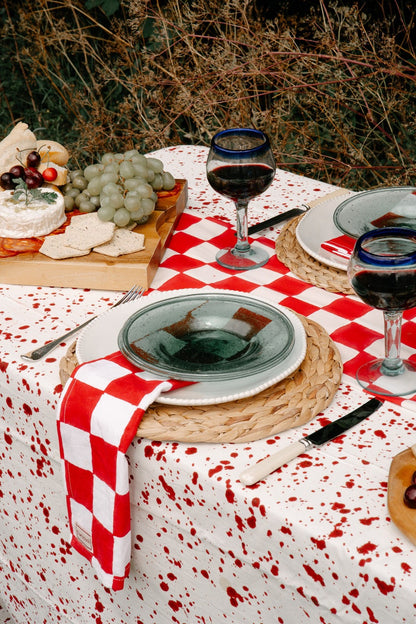 Red and White Checkerboard Napkins X 4