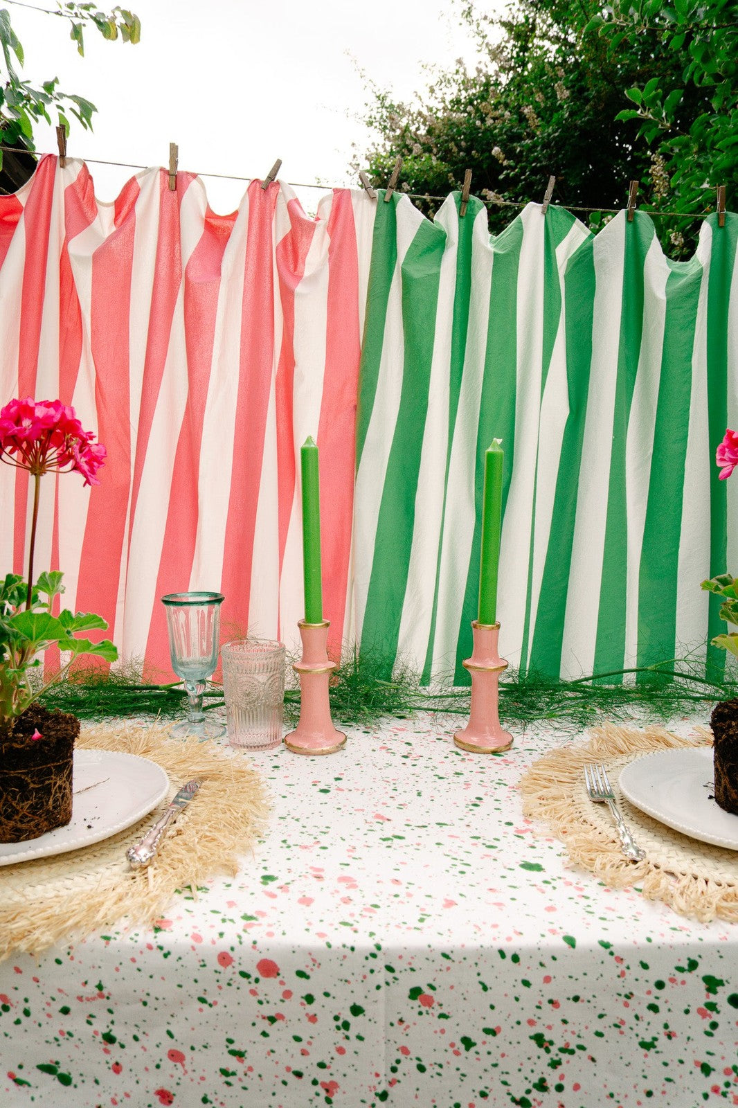 Pink Stripe Tablecloth