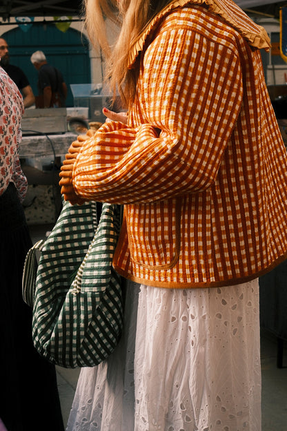 Skye Sailor Collar Reversible Jacket - Mustard Gingham