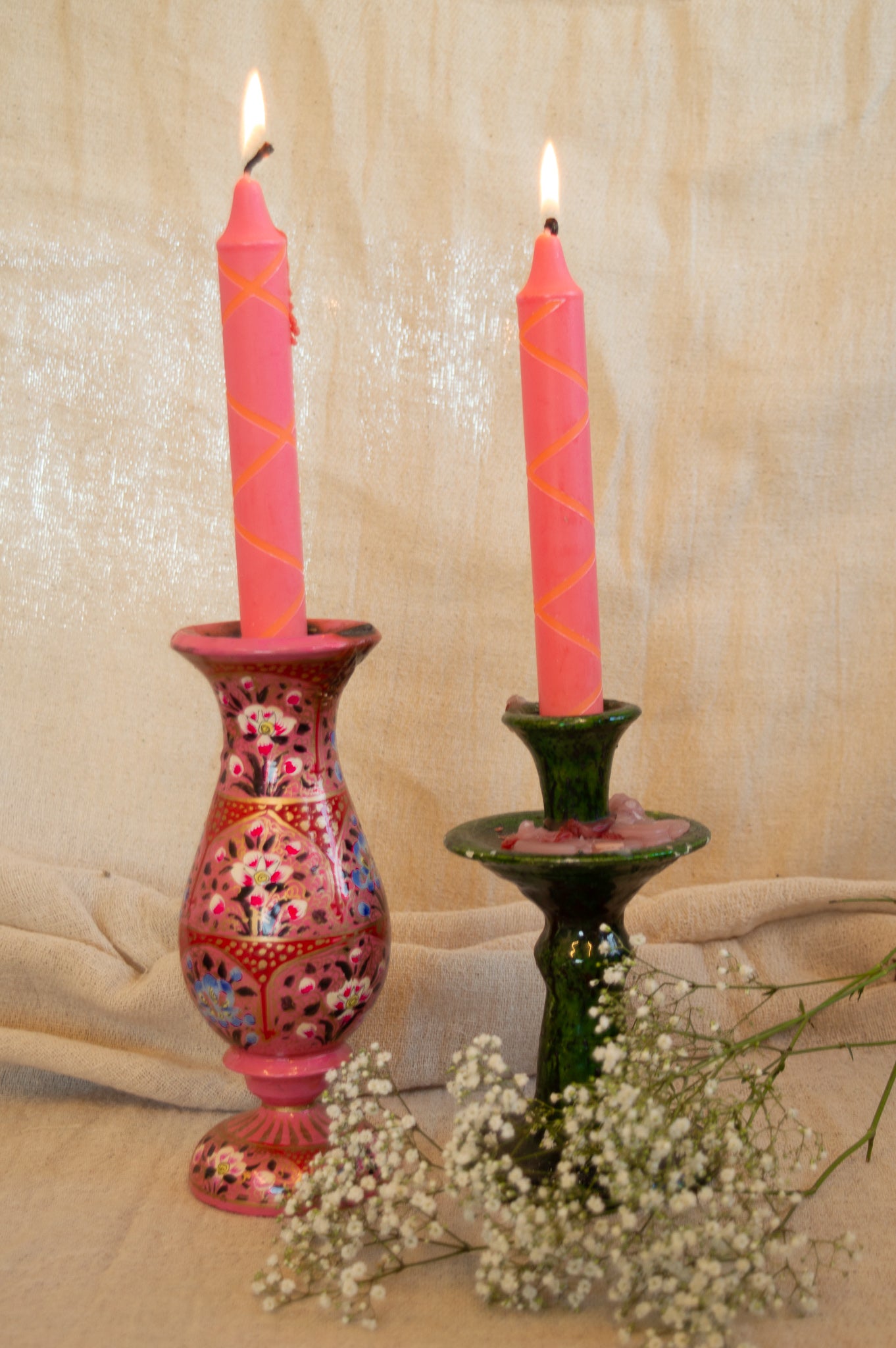 Red and Orange Criss Cross Candle