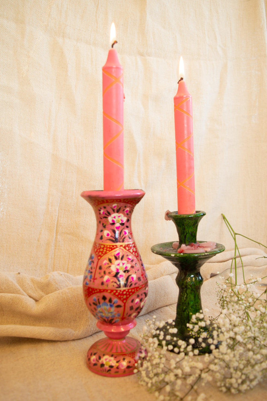 Red and Orange Criss Cross Candle