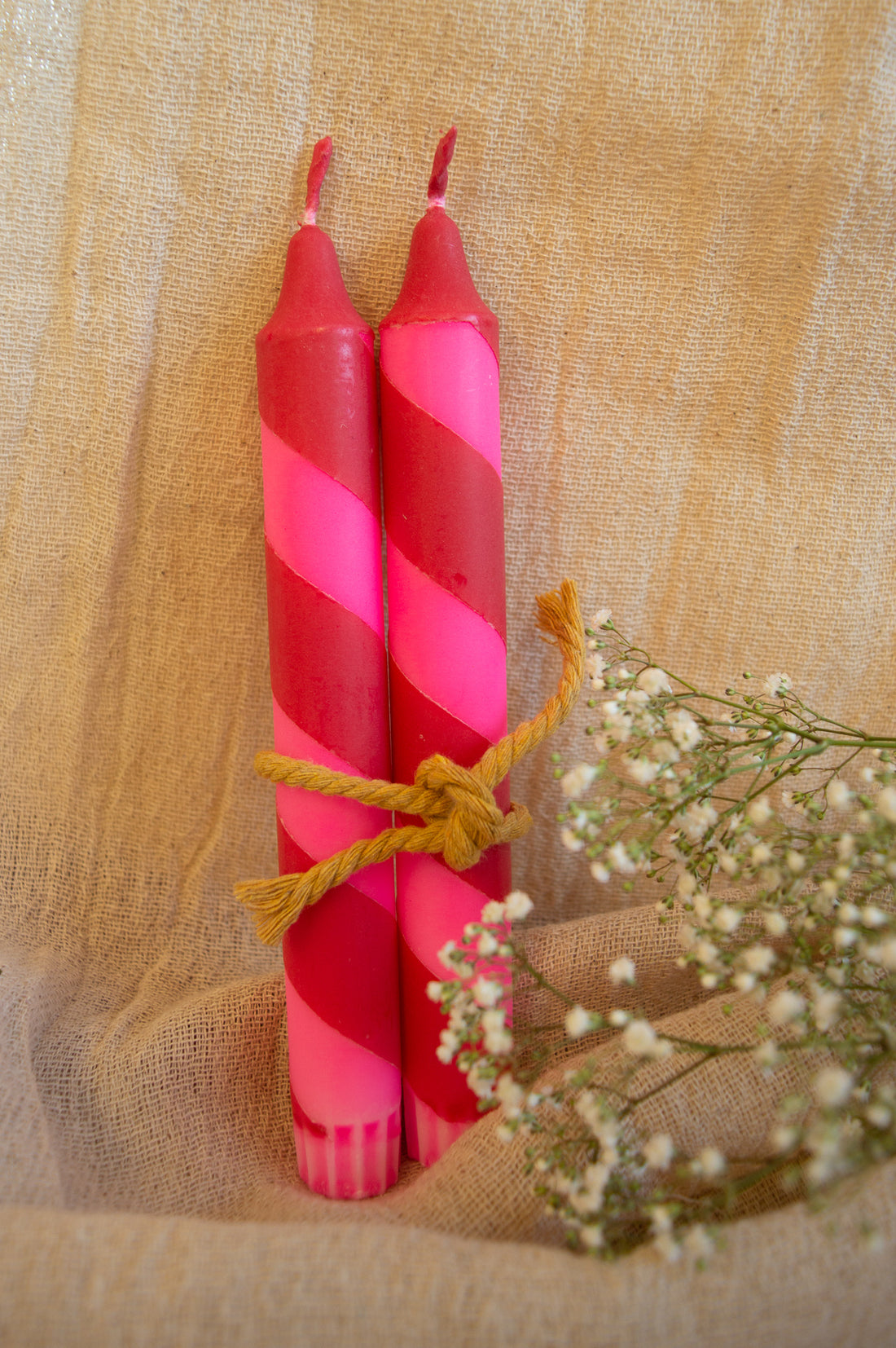 Pink and Red Helter Skelter Candle